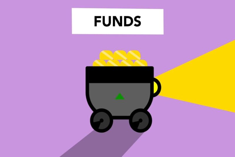 Creative illustration of full trolley with gold representing concept investing in funds and make capital