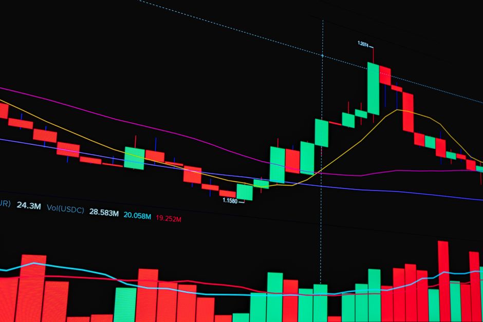 Detailed stock market chart showing trend lines and volume data for financial analysis.
