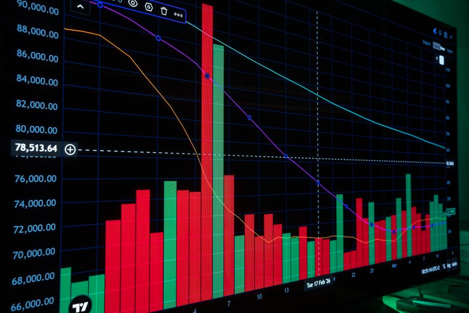 A vibrant display of a financial market chart showing trends and analysis in a modern digital graph.